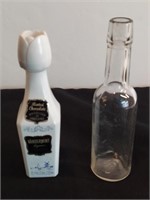 2pc Glass Mini Liquor Bottles Vandermint & Clear.