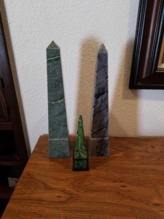 3  Stone obelises 16in and 8in obelis
