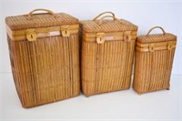 WICKER AND WOOD BASKETS - TALLEST 16" H