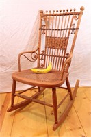 Victorian Stick & Ball Cane~Wicker Rocking Chair