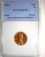 1974-S Cent PR70 DCAM RD LISTS $10000