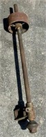 Saw buck line shaft with flat belt pulley and