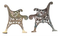 Pair of decorative cast iron park bench style