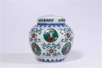 Chinese Doucai Porcelain Cover Jar Vase