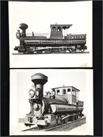 2 B&W Photo Reuben Wells Locomotive, Train, RR