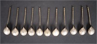 1874 Russian 84 Nielo Silver Gold Wash Spoon Set