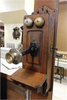 Kellogg Oak Cased Wall Telephone.