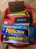 A tote of games including connect four,