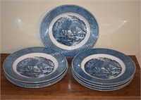 (S2) Currier & Ives Dinner Plates - Lot of 9