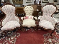 3 Victorian Arm Chairs
