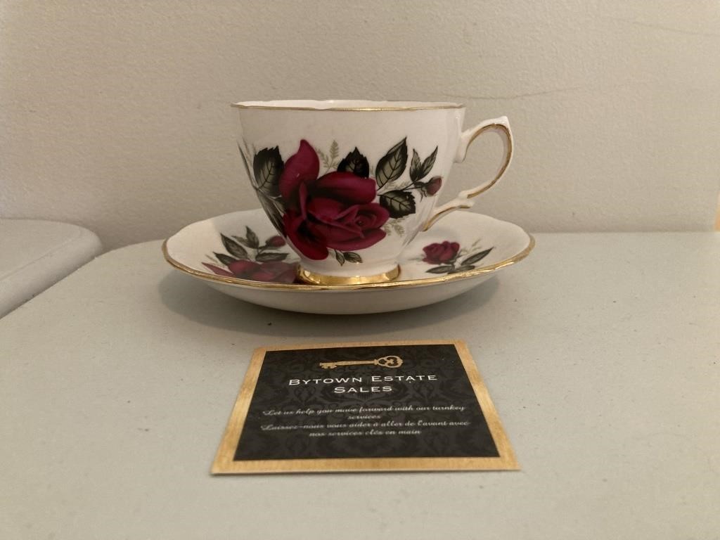 Colclough Red Rose Bone China Cup & Saucer