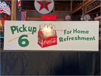 50 x 15” Metal Embossed Pick Up 6 Coke Sign