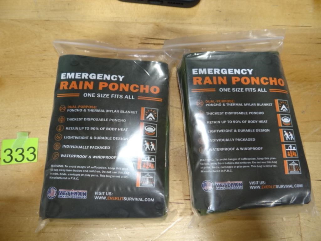 Emergency Rain Poncho 2ct