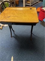 Vintage student desk with ink well