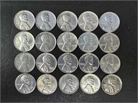 1943-D Steel Pennies Uncirculated (20 coins)