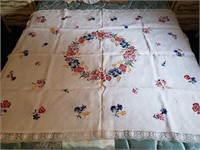 Embroidered table cloth couple of spots