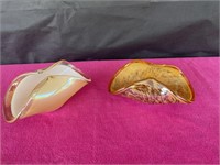 MCM Murano, pair art glass folded bowls