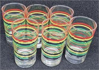 (6) Fiesta Striped Juice Glasses Great Condition