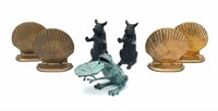 Brass Bookends, Frogs, Pig Bookends
