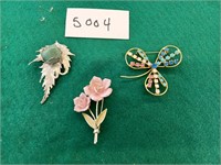 3 Costume Brooches