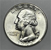 1942-D Washington Silver Quarter Uncirculated BU