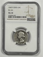 1943-S Washington Quarter DDO FS-101 NGC VG10