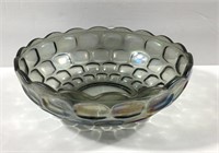 9" Tinted Iridescent Glass Bowl Thumbprint