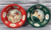 2 Tin 1996 Coca-Cola Decorative Bowls