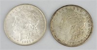 2 1921 90% Silver Morgan Dollars.