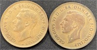 1943 - Australia Geo VI penny coins