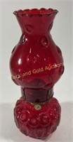 Vintage L.E. Smith Red Glass Moon & Stars Oil Lamp