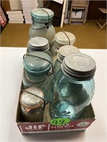 (7) Green & Clear Jars