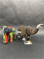 Pair of Handcrafted Colorful Elephants