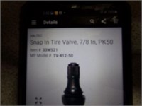 Snap In Tire Valve 7/8 inch - 50 PK
