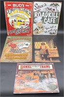 5 REPRODUCTION METAL SIGNS- LIONEL TRAINS & MORE