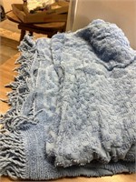 VINTAGE BLUE CHENILLE TWIN BEDSPREAD, NEED SOME