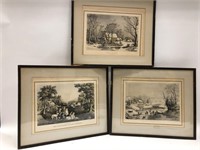 Lot of 3 Currier & Ives Prints