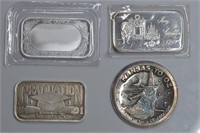 4 - Silver .999 1 ozt Bars and Round