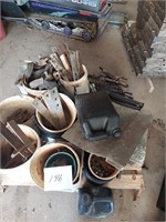 Stakes, fasteners and assorted items