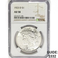 1923-D Silver Peace Dollar NGC AU58