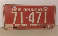 1964 New Brunswick License Plate