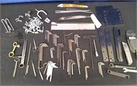 Box of  Allen Wrenches, Saw Blades,Hooks