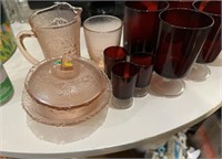 CRANBERRY & PINK GLASS DISHES