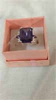 Purple stone small cz ring size 8