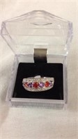 Purple and red stone small cz ring size 9