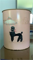 Vintage pink poodle trash can