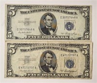 2 - 1953 $5 Silver Certificates