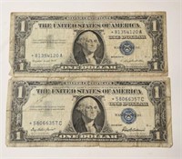 2 - 1957 $1 Star Silver Certificates