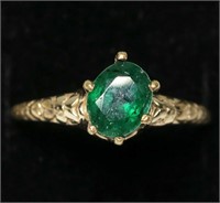 10K Rose gold oval cut emerald ring, size 8