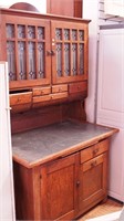 Two-piece baker's cabinet with top with frosted